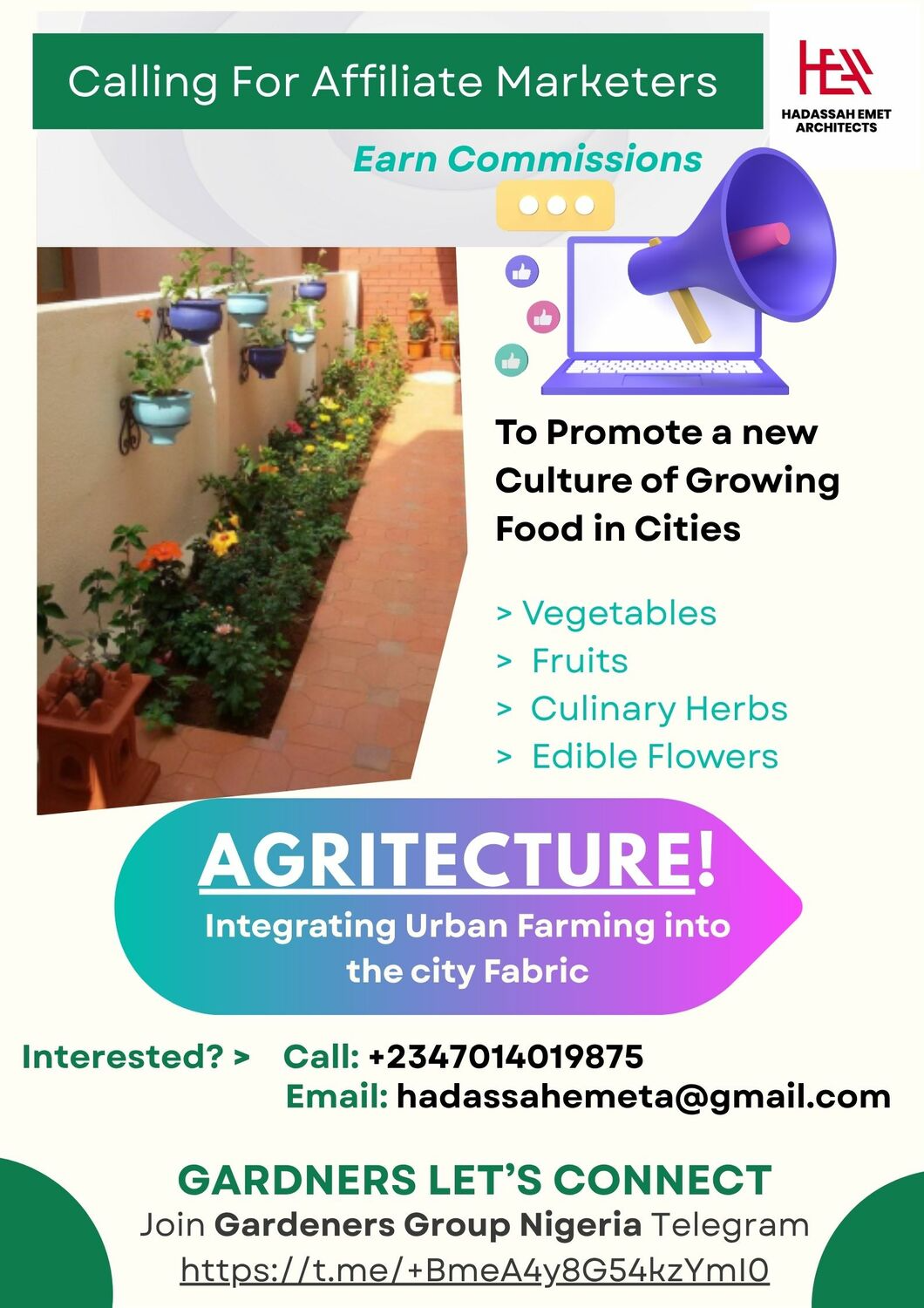 Gardeners Affiliate Marketers, Edible Gardening services